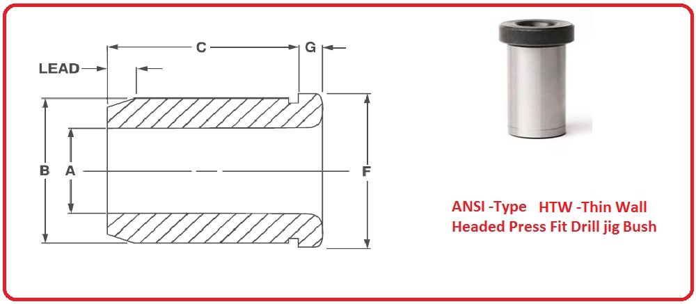 ANSI Type HTW Thin Wall Thickness Headed Press Fit Drill jig Bush