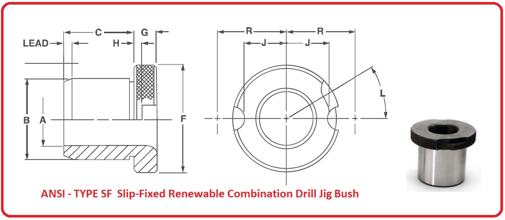 ANSI - TYPE SF  Slip-Fixed Renewable Combination Drill Jig Bush